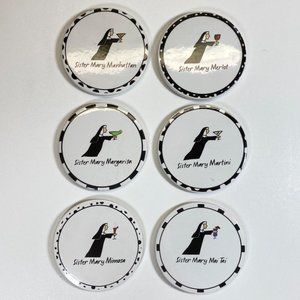Coasters Sister Mary 4' x 4" Ceramic Santa Barbara Designs Set of 6 Nun Catholic